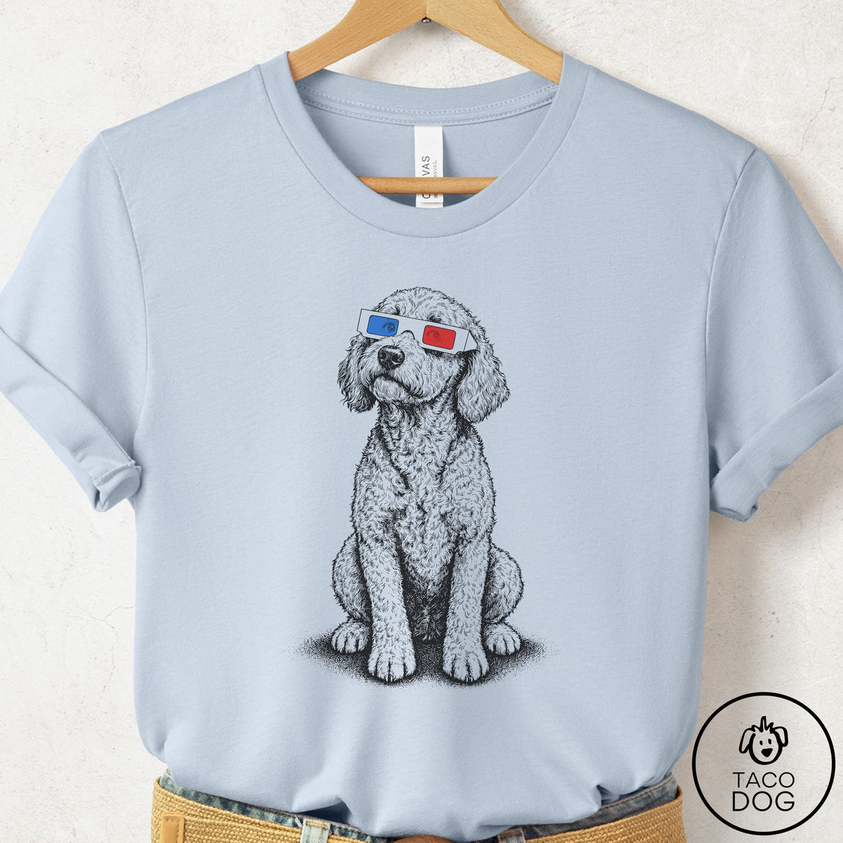 Doodle 3d T-Shirt Light Blue Taco-Dog