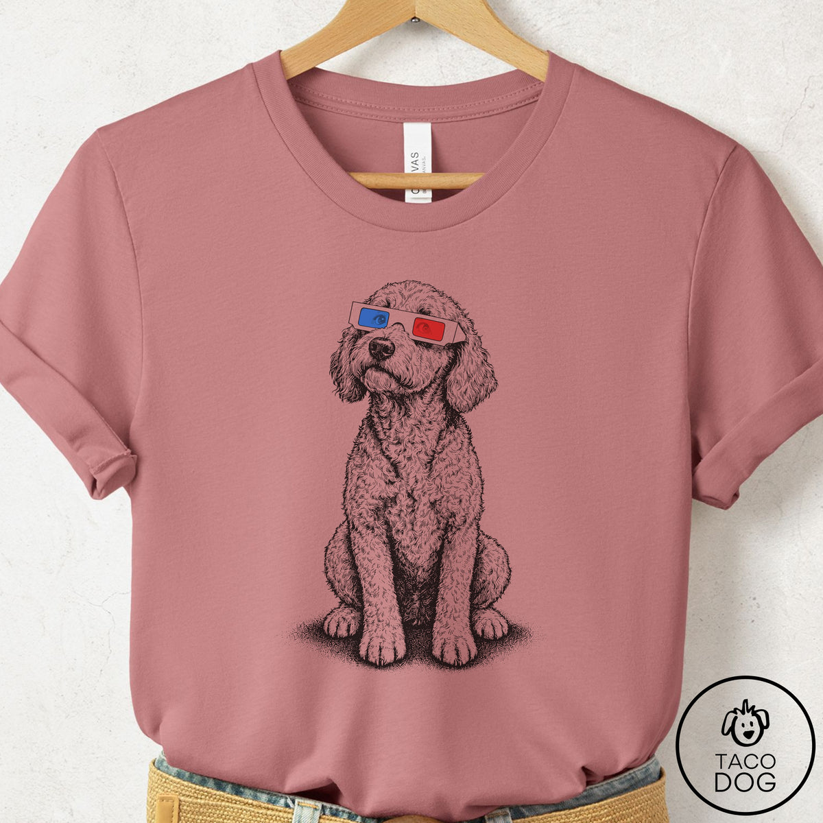 Doodle 3d T-Shirt Mauve Taco-Dog