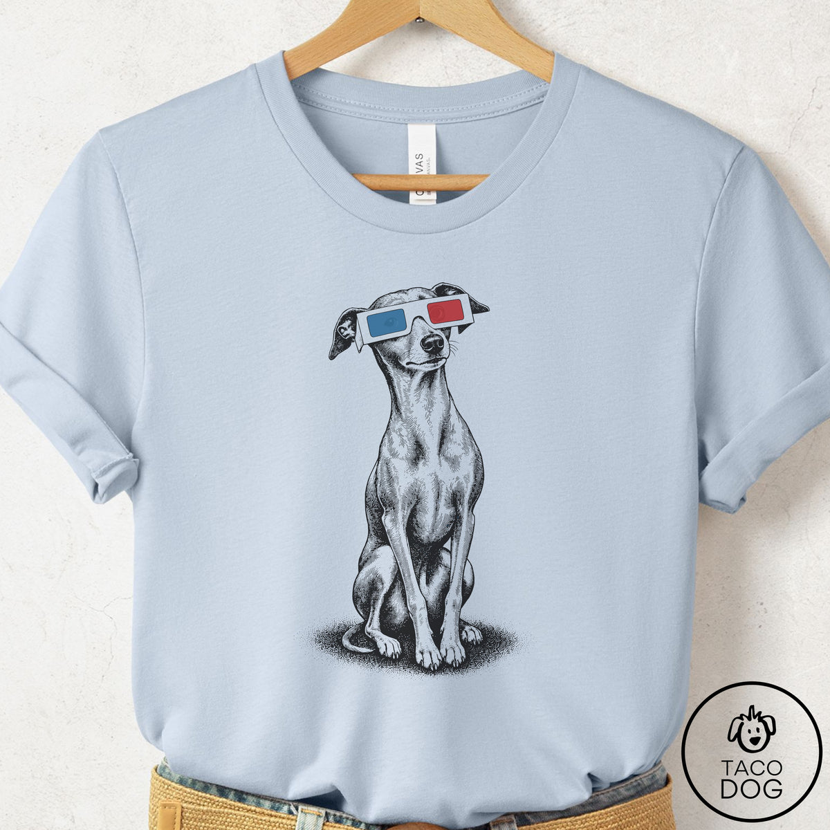 Italian Greyhound Whippet 3d T-Shirt Light Blue Taco-Dog