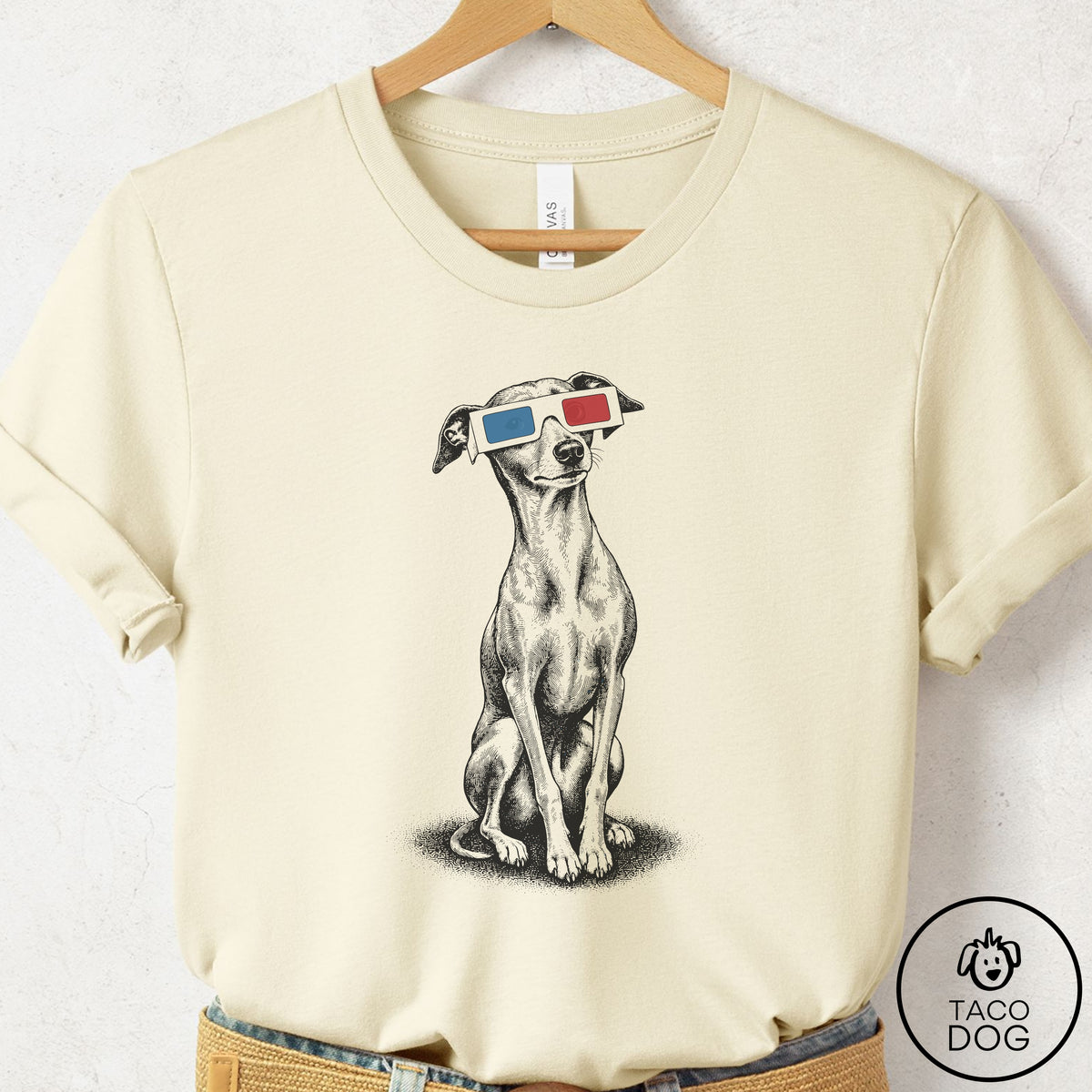 Italian Greyhound Whippet 3d T-Shirt Natural Taco-Dog