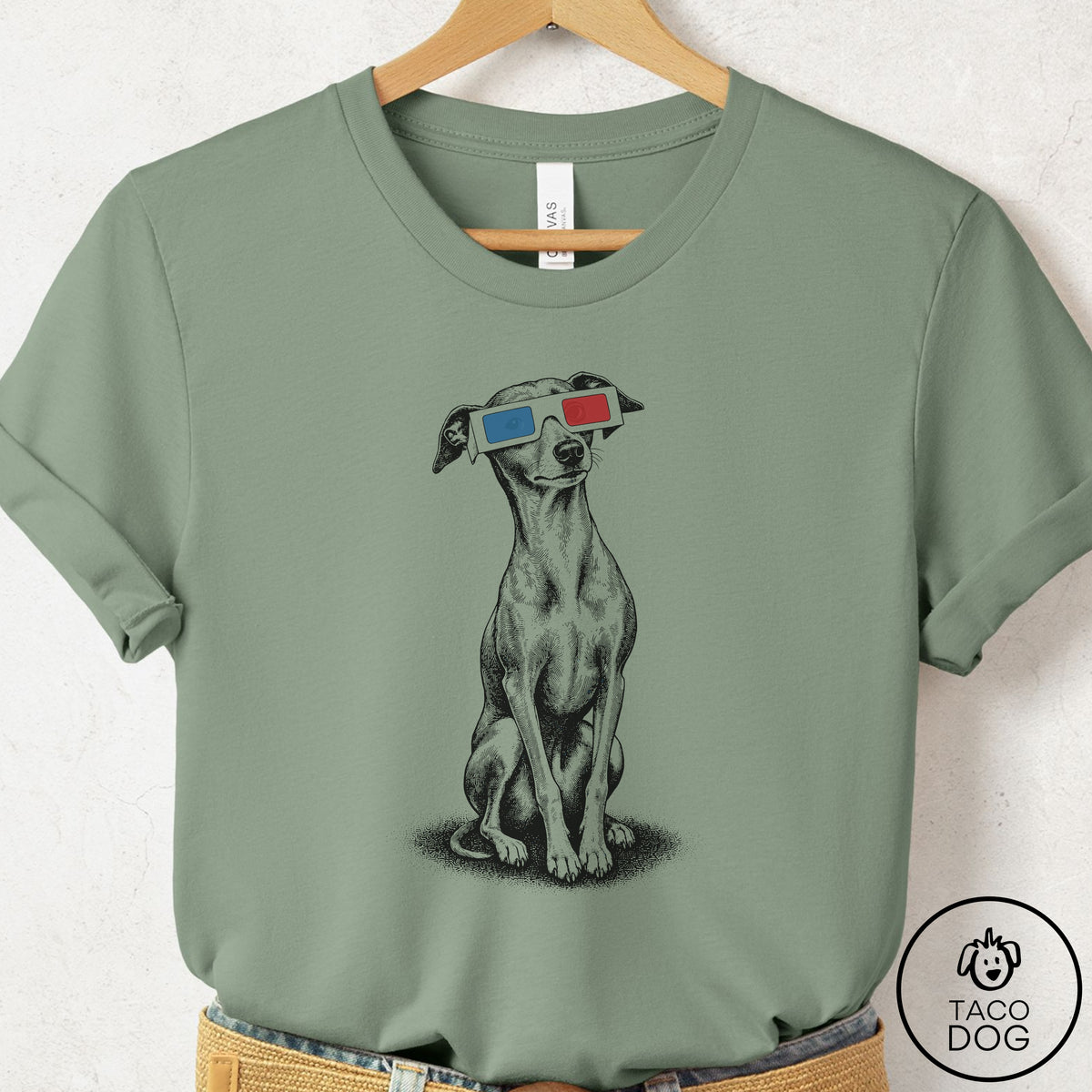 Italian Greyhound Whippet 3d T-Shirt Sage Taco-Dog