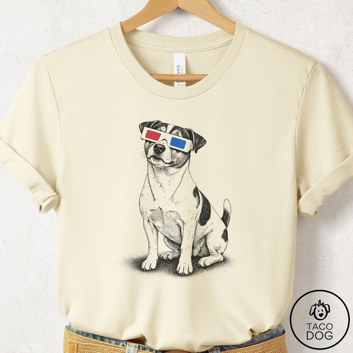Jack Russell 3d T-Shirt Natural Taco-Dog