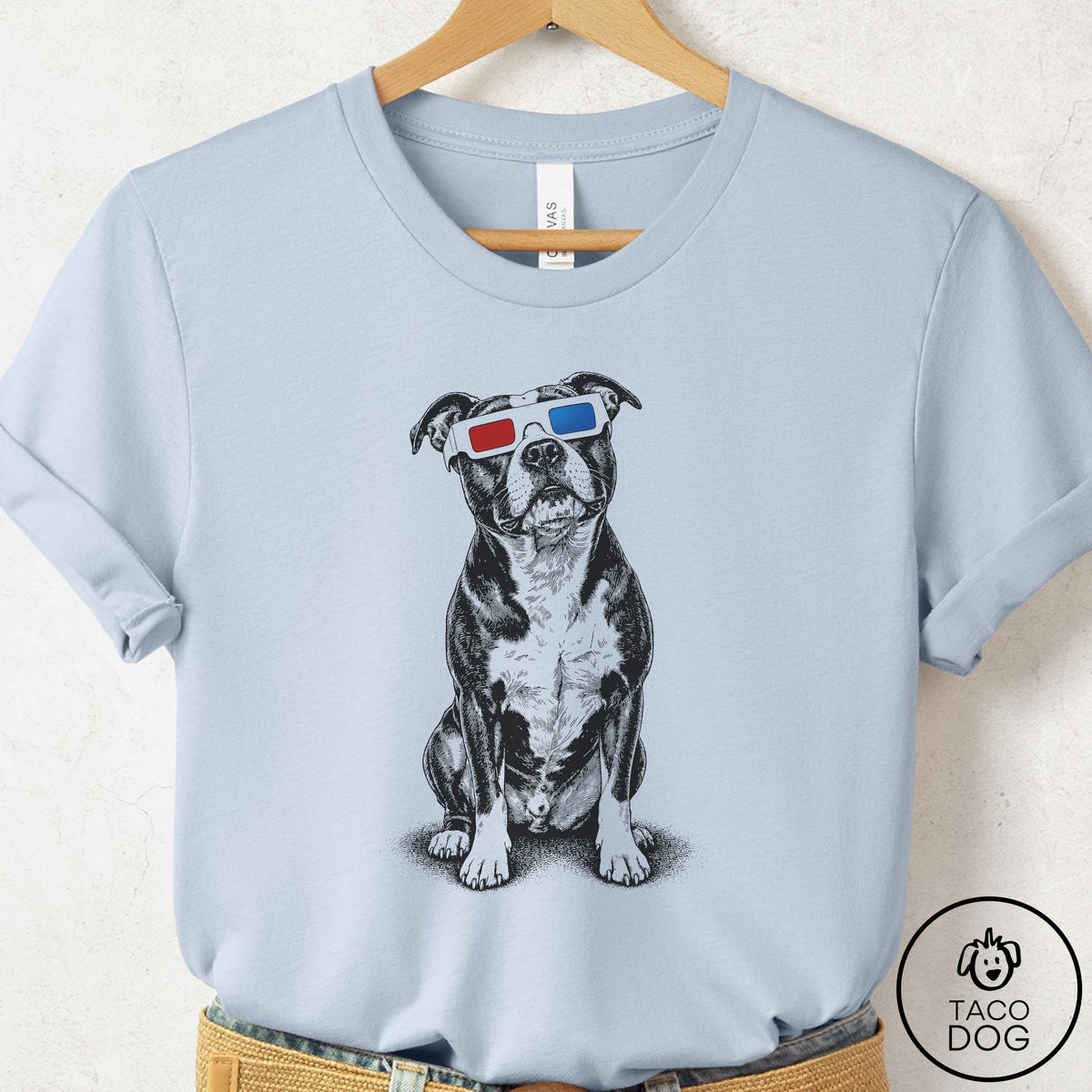 Pitbull 3d T-Shirt Light Blue Taco-Dog