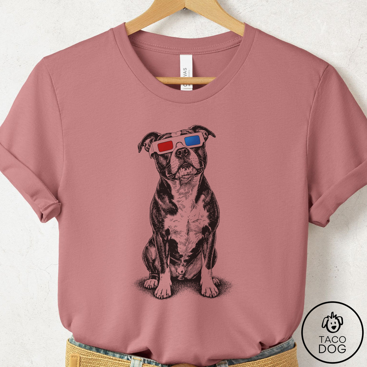 Pitbull 3d T-Shirt Mauve Taco-Dog
