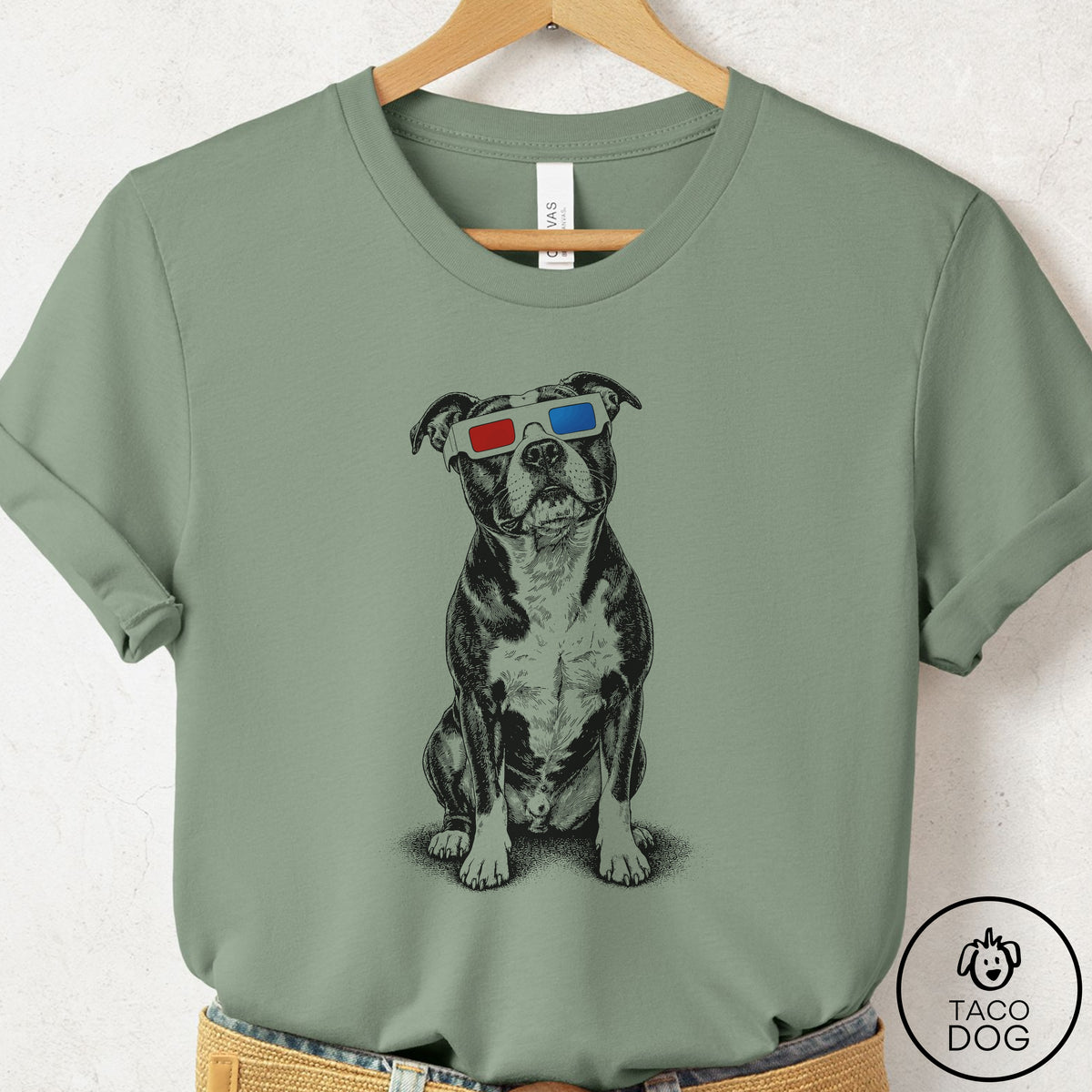 Pitbull 3d T-Shirt Sage Taco-Dog