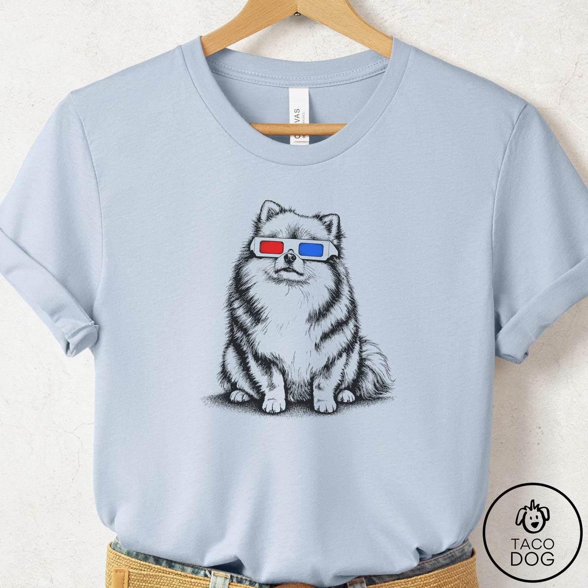 Pomeranian 3d T-Shirt Light Blue Taco-Dog
