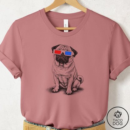 Pug 3d T-Shirt Mauve Taco-Dog