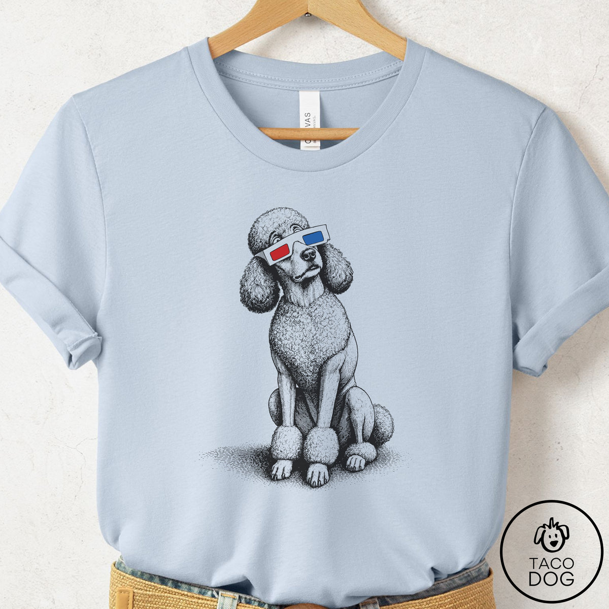Poodle 3d T-Shirt Light Blue Taco-Dog
