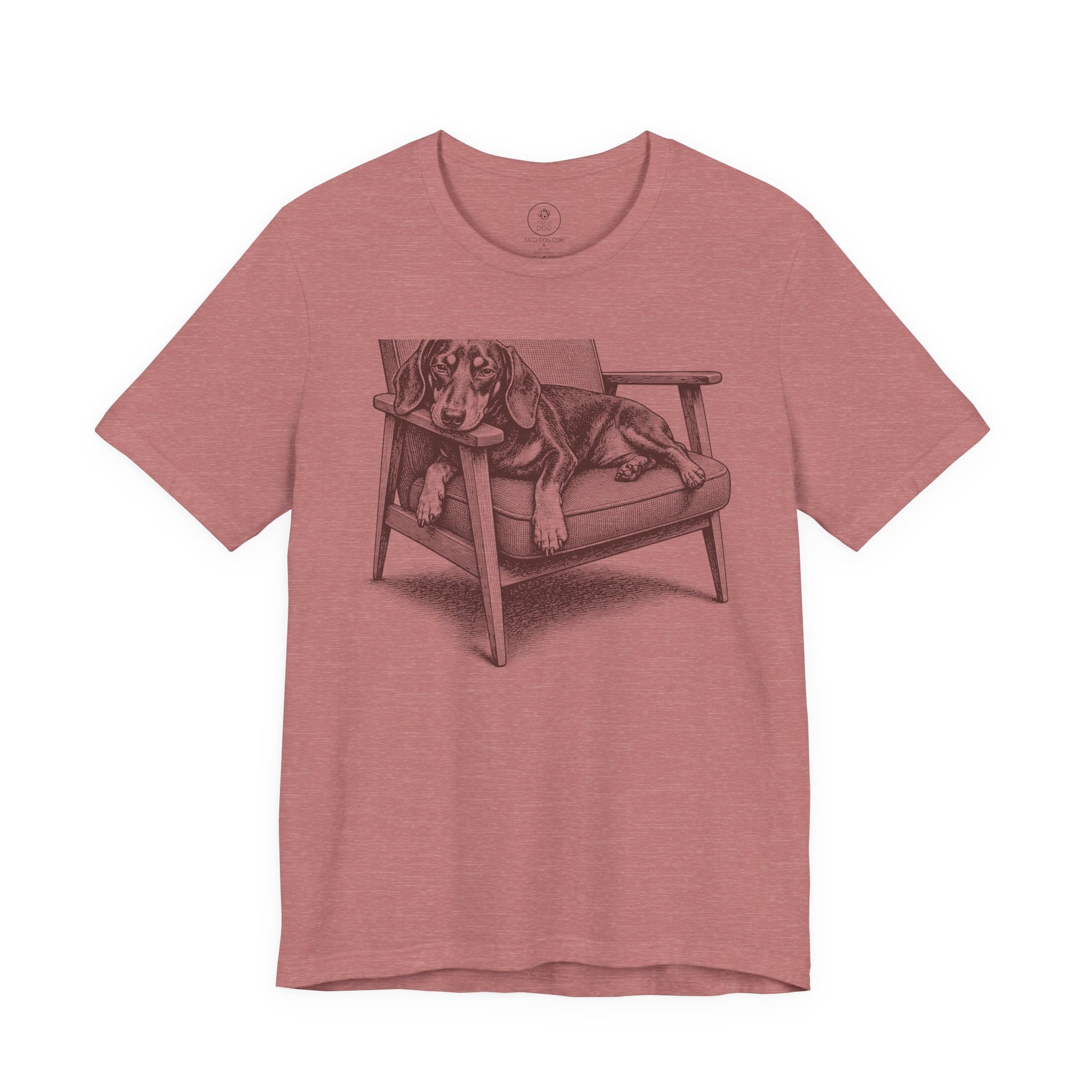 Dachshund Occupied T-Shirt Heather Mauve Taco-Dog