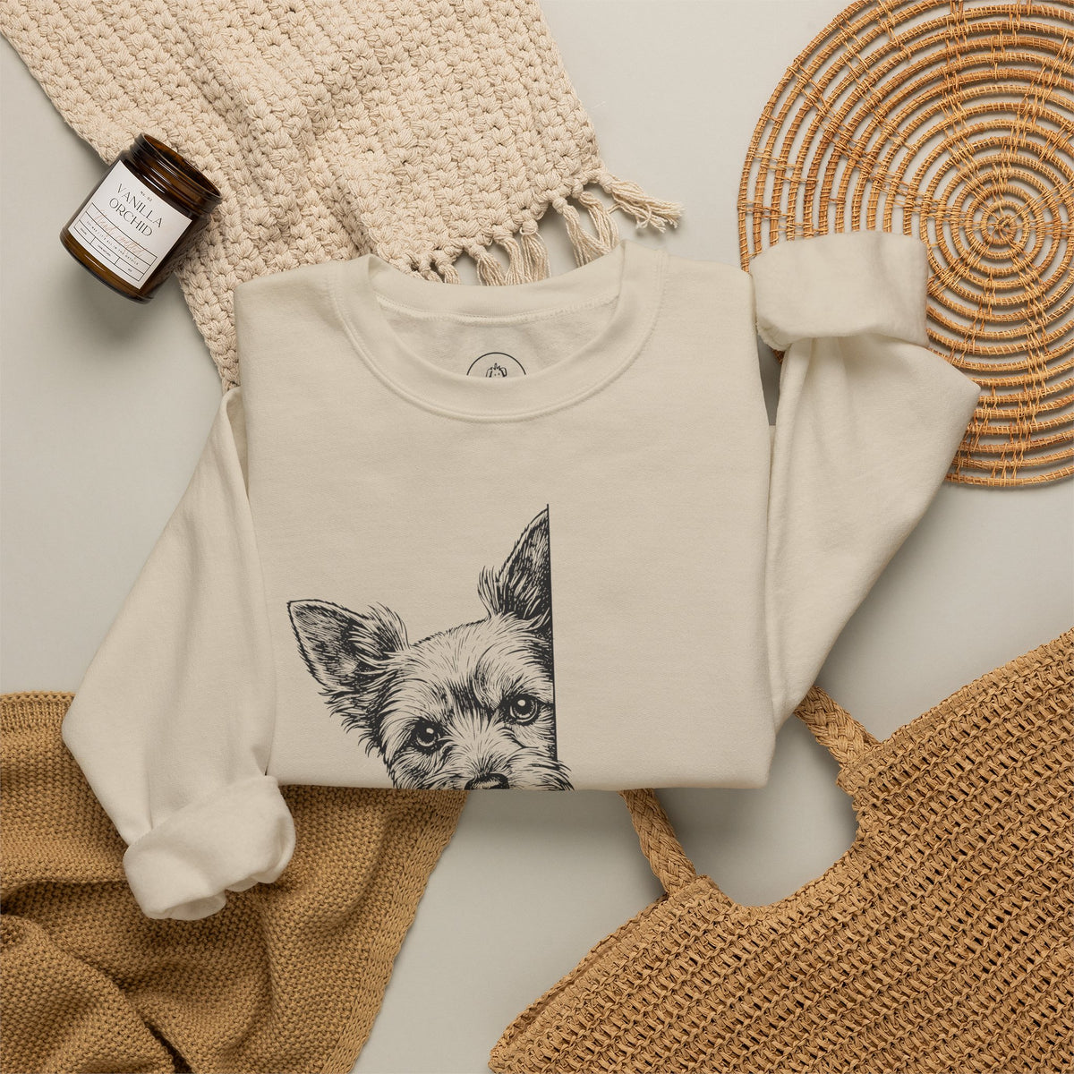 Yorkshire Terrier Yorkie Peeking Sweatshirt Taco-Dog