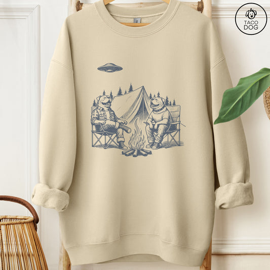 English Bulldog Camping Sweatshirt Taco-Dog