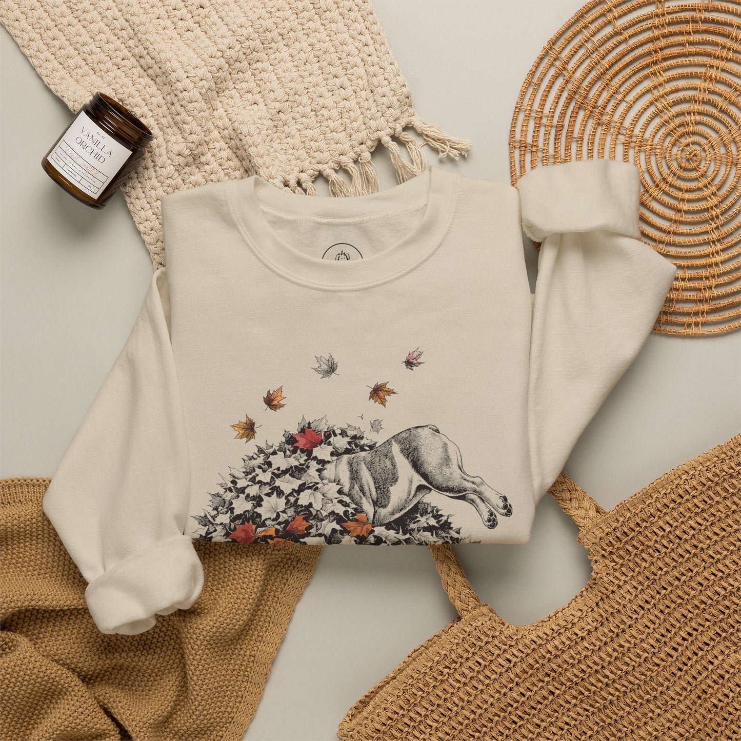 English Bulldog Leaf Jump Sweatshirt