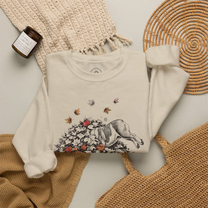 English Bulldog Leaf Jump Sweatshirt