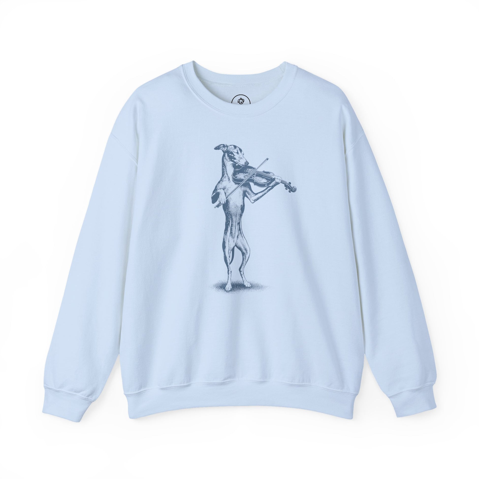 Italian Greyhound Whippet Violin Sweatshirt Light Blue Taco-Dog