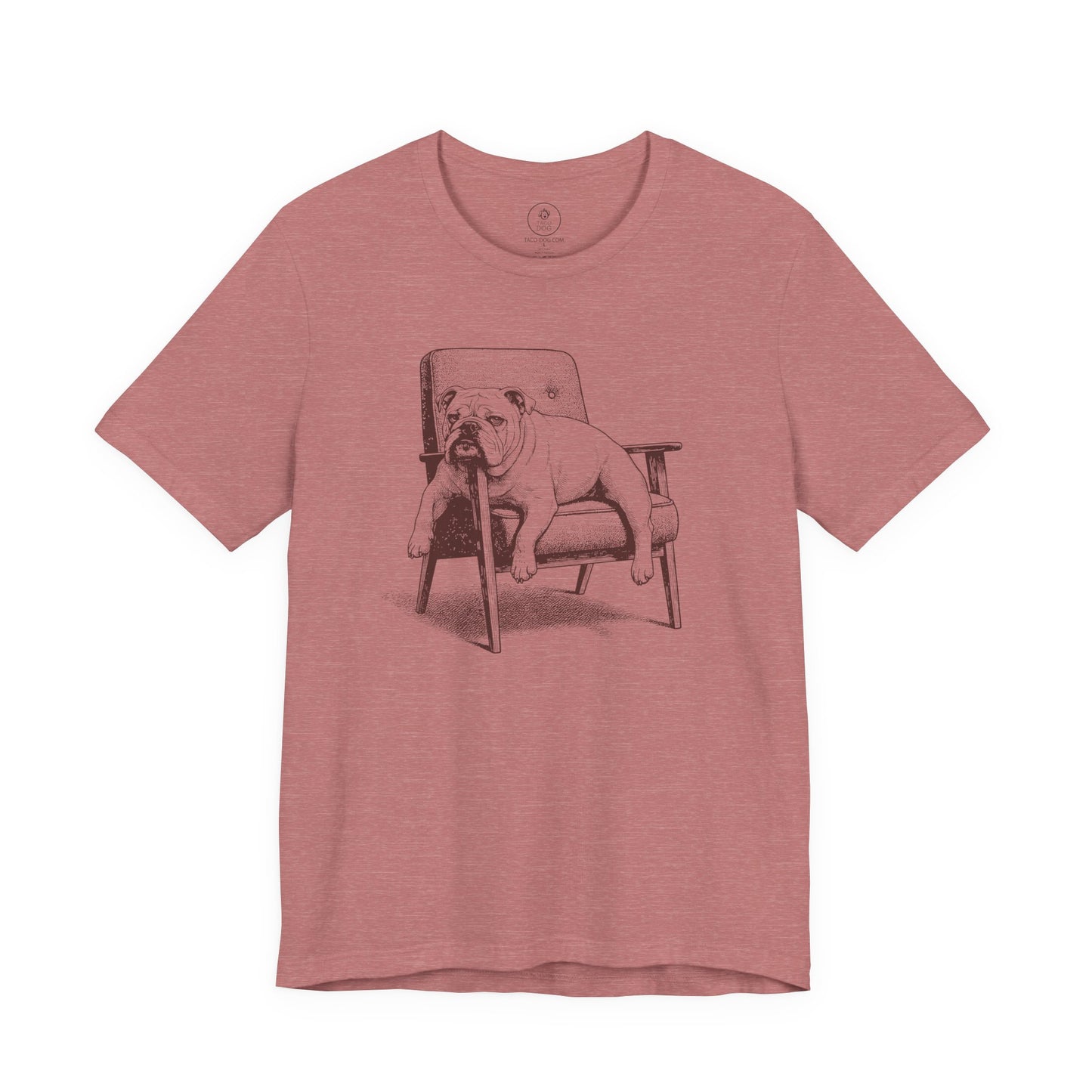 English Bulldog Occupied T-Shirt Heather Mauve Taco-Dog