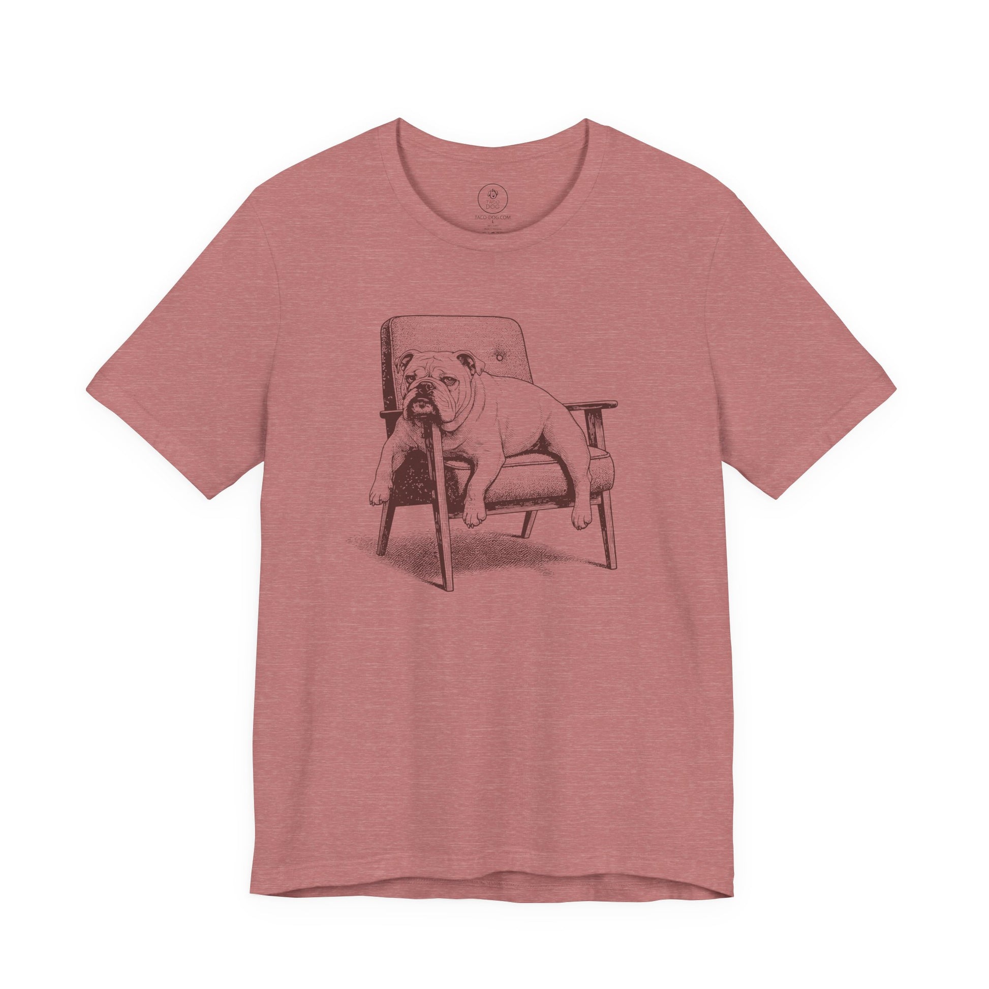 English Bulldog Occupied T-Shirt Heather Mauve Taco-Dog