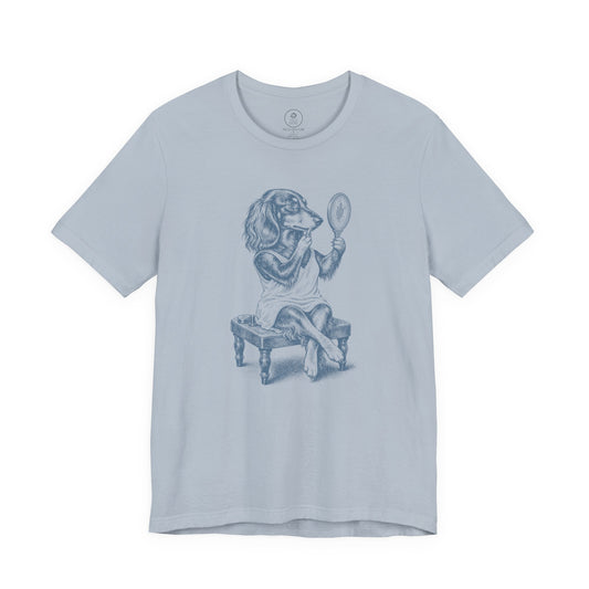 Dachshund Makeup T-Shirt Light Blue Taco-Dog