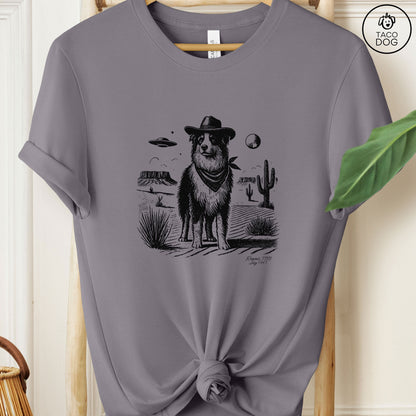 Australian Shepherd Aussie Cowboy Ink Space UFO T-Shirt