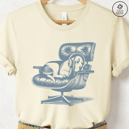 Basset Hound Eames Headphones T-Shirt Natural XS Taco-Dog