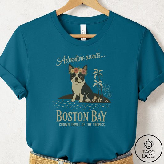 Boston Terrier Bay T-Shirt Deep Teal Taco-Dog