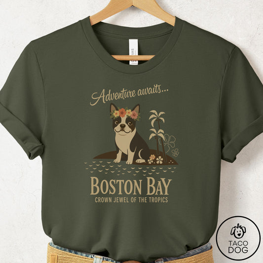 Boston Terrier Bay T-Shirt Military Green Taco-Dog