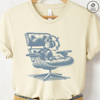Boston Terrier Eames Headphones T-Shirt Natural XS Taco-Dog
