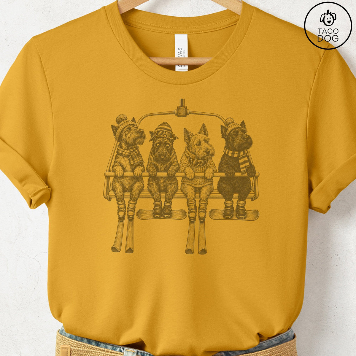 Scottie Chair Lift T-Shirt Mustard Taco-Dog