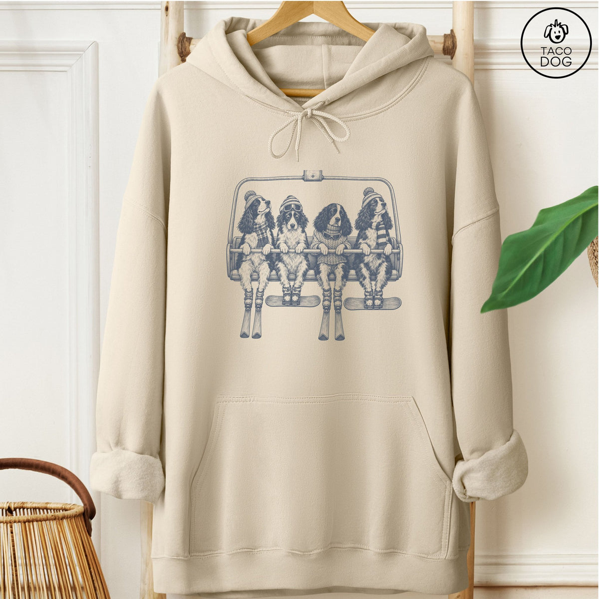 Springer Spaniel Chair Lift Hoodie Sand Taco-Dog