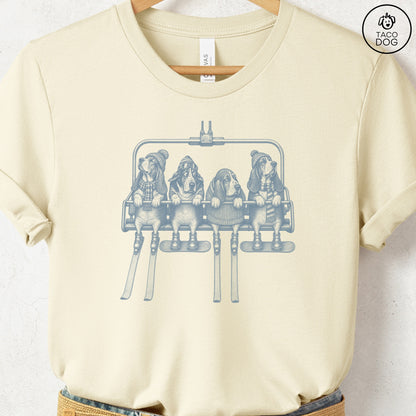 Basset Hound Chair Lift T-Shirt Natural Taco-Dog