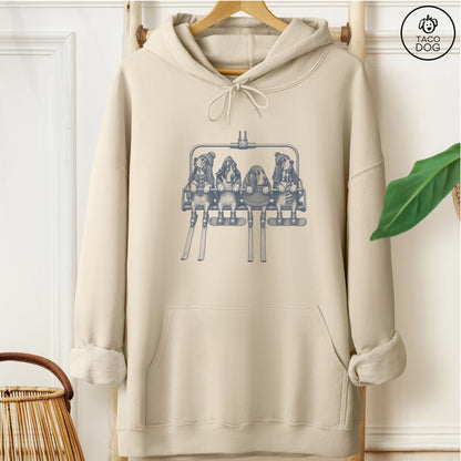 Basset Hound Chair Lift Hoodie Sand Taco-Dog