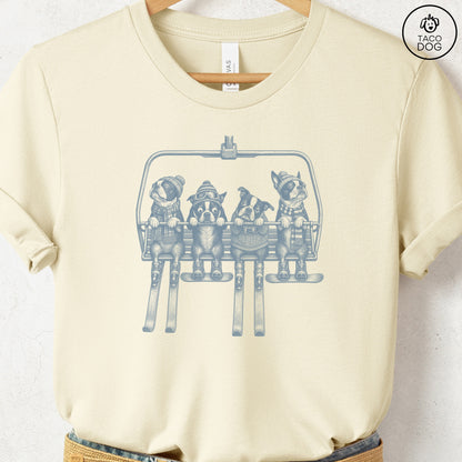 Boston Terrier Chair Lift T-Shirt Natural Taco-Dog