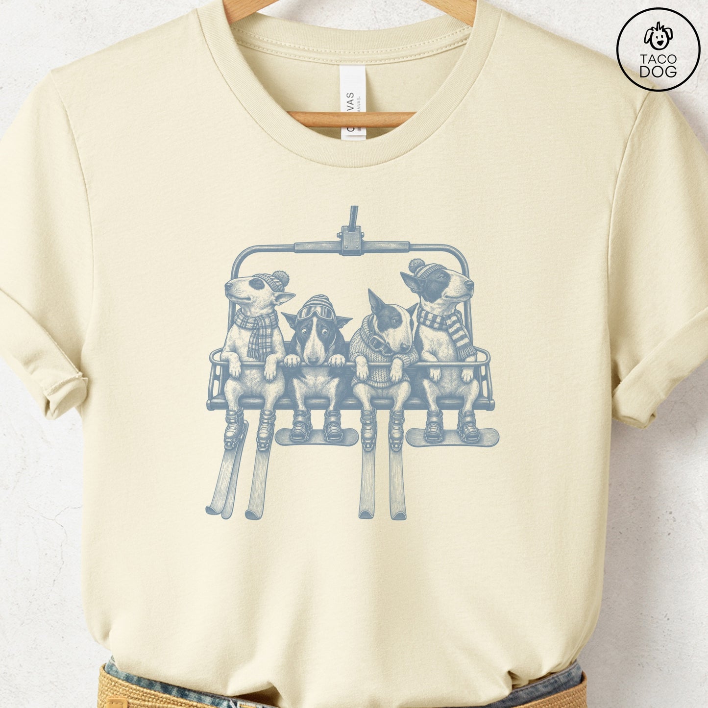 Bull Terrier Chair Lift T-Shirt Natural Taco-Dog