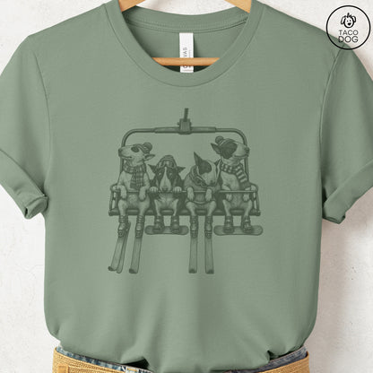 Bull Terrier Chair Lift T-Shirt Sage Taco-Dog