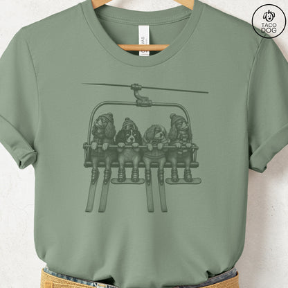 Cavalier King Charles Spaniel Chair Lift T-Shirt Sage Taco-Dog
