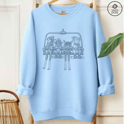 Chihuahua Chair Lift Sweatshirt Light Blue Taco-Dog