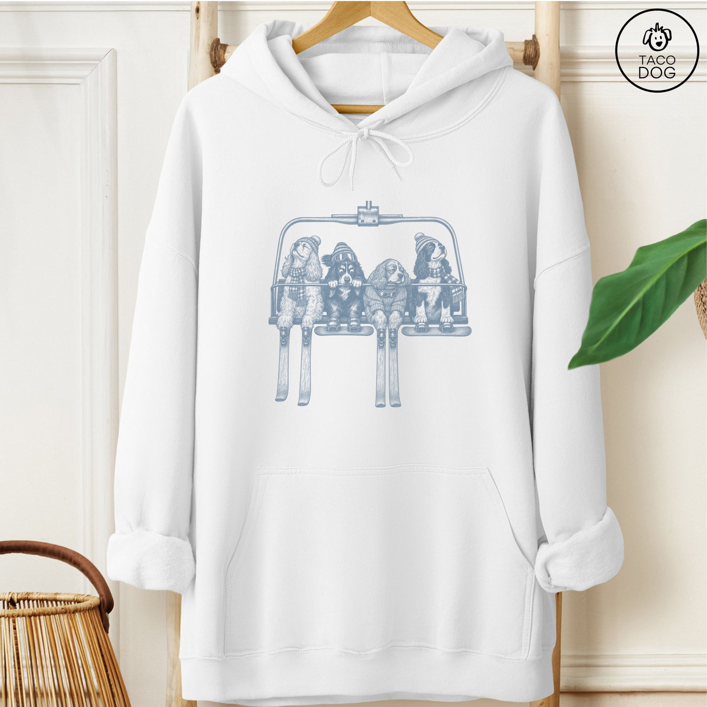 Cocker Spaniel Chair Lift Hoodie White Taco-Dog