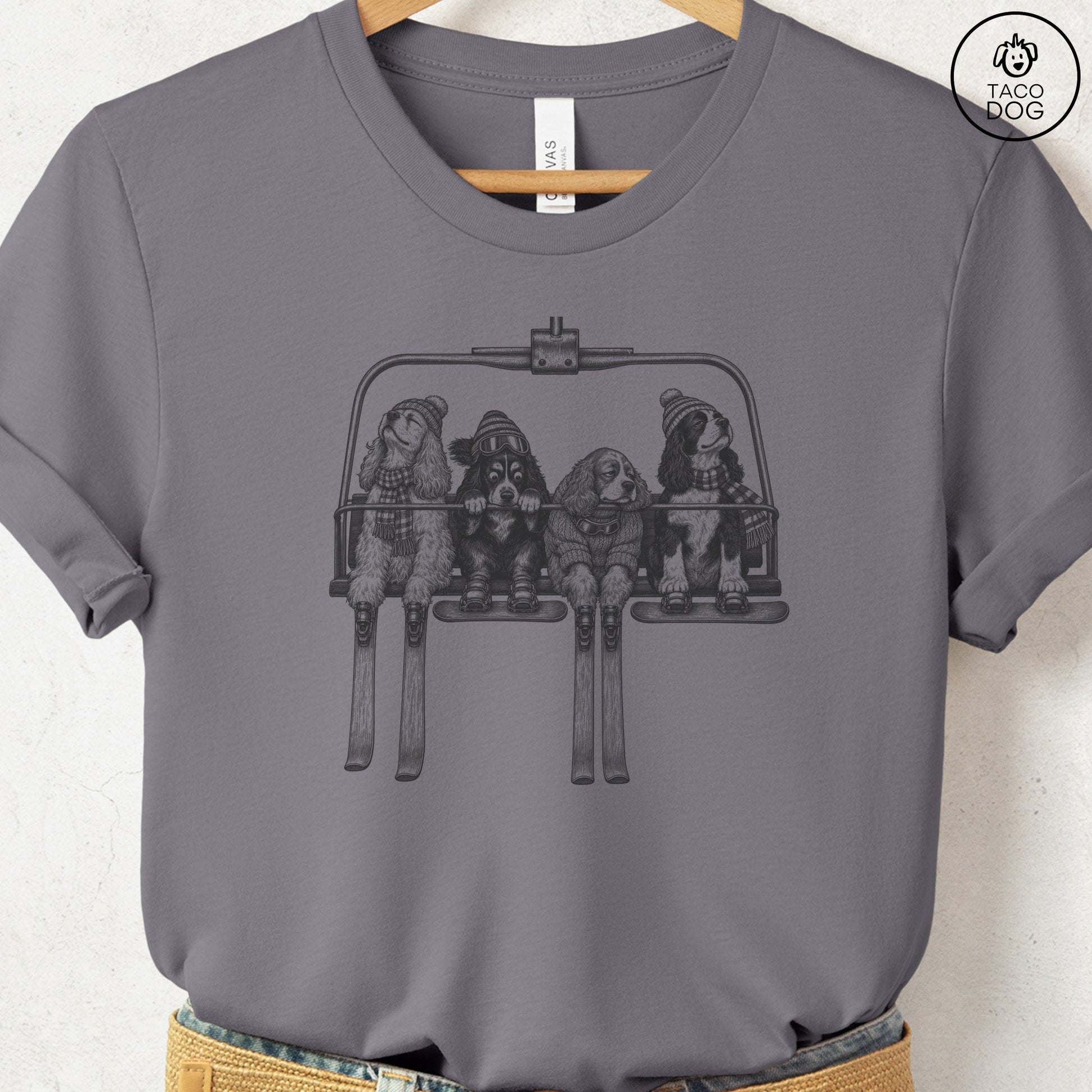 Cocker Spaniel Chair Lift T-Shirt Storm Taco-Dog