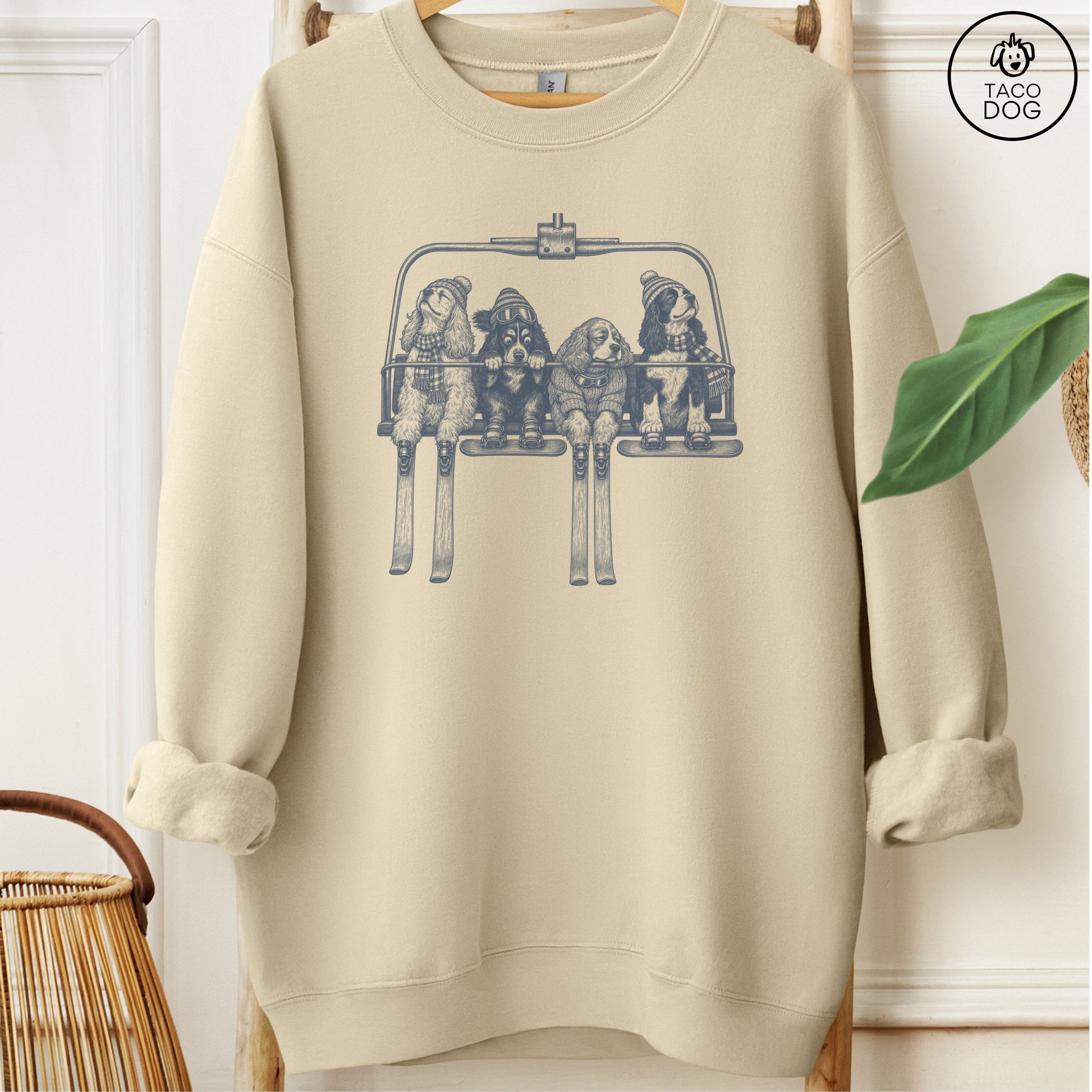 Cocker Spaniel Chair Lift Sweatshirt Sand Taco-Dog