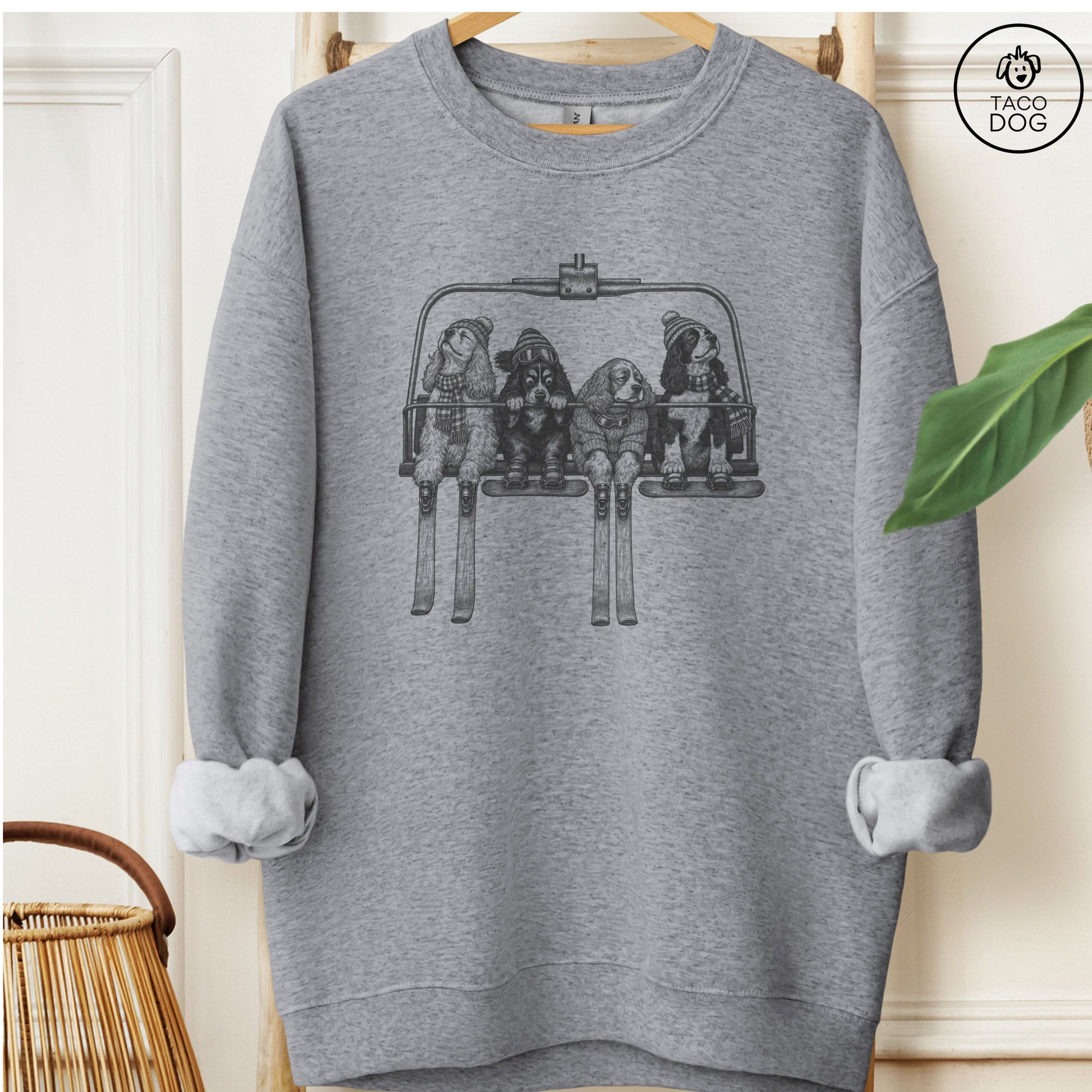 Cocker Spaniel Chair Lift Sweatshirt Graphite Heather Taco-Dog