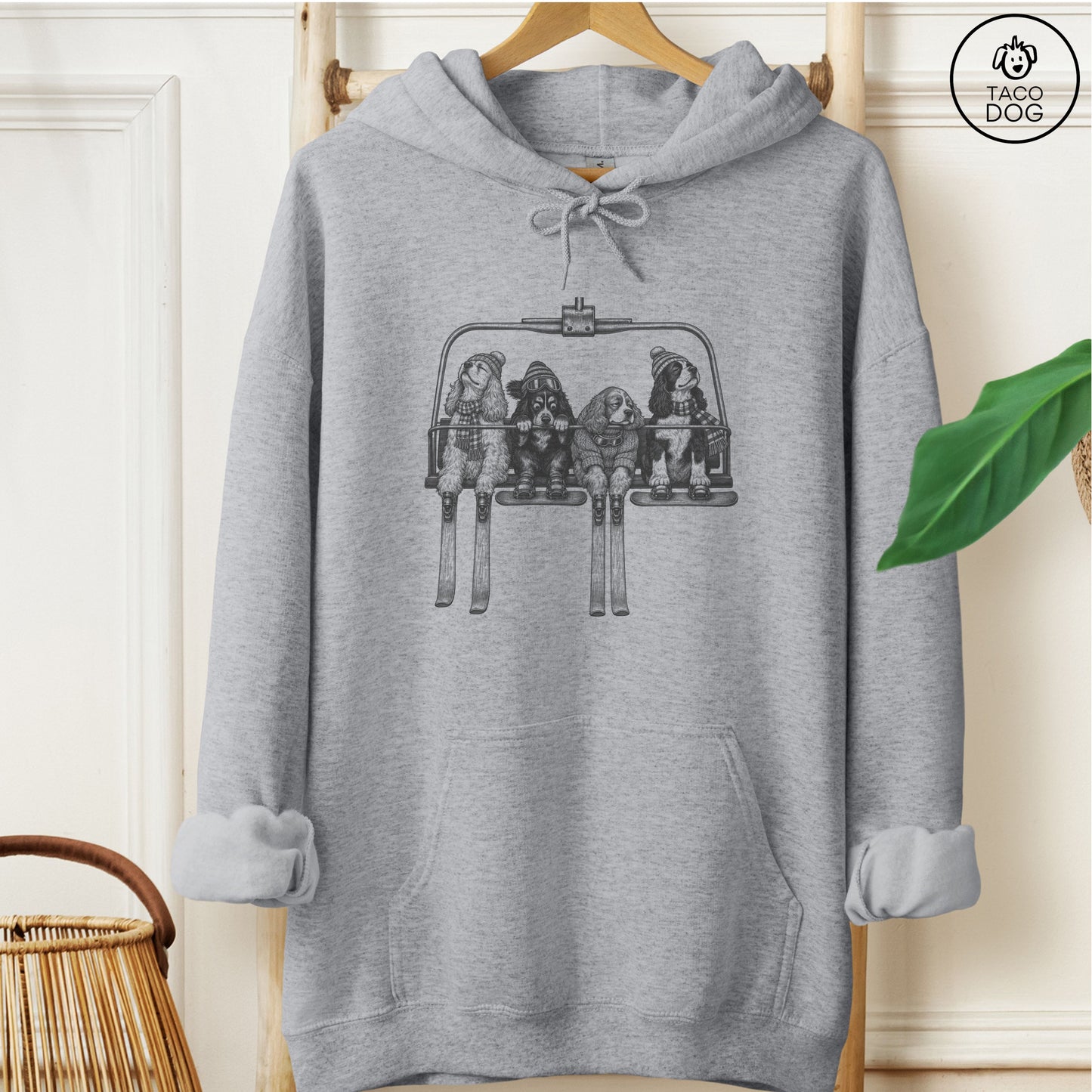 Cocker Spaniel Chair Lift Hoodie Graphite Heather Taco-Dog