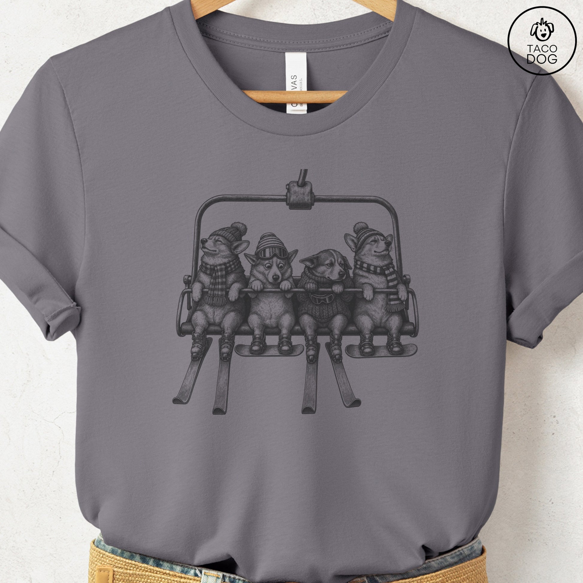 Corgi Chair Lift T-Shirt Storm Taco-Dog