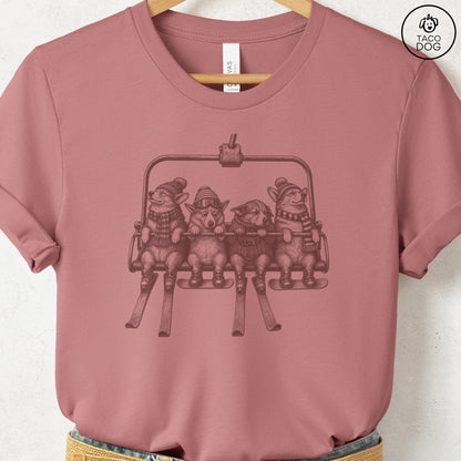 Corgi Chair Lift T-Shirt Heather Mauve Taco-Dog