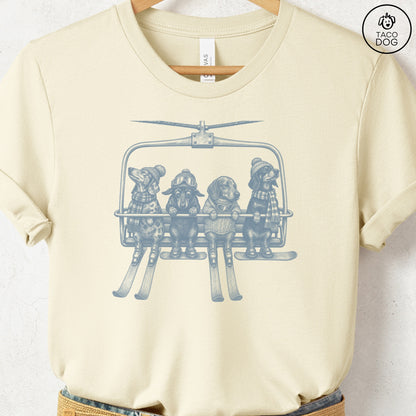 Dachshund Chair Lift T-Shirt Natural Taco-Dog