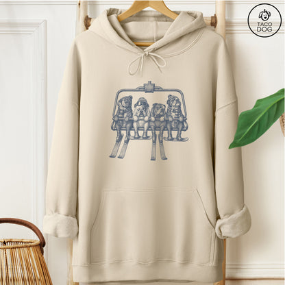 English Bulldog Chair Lift Hoodie Sand Taco-Dog