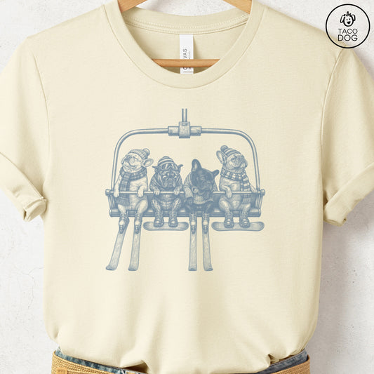 French Bulldog Frenchie Chair Lift T-Shirt Natural Taco-Dog
