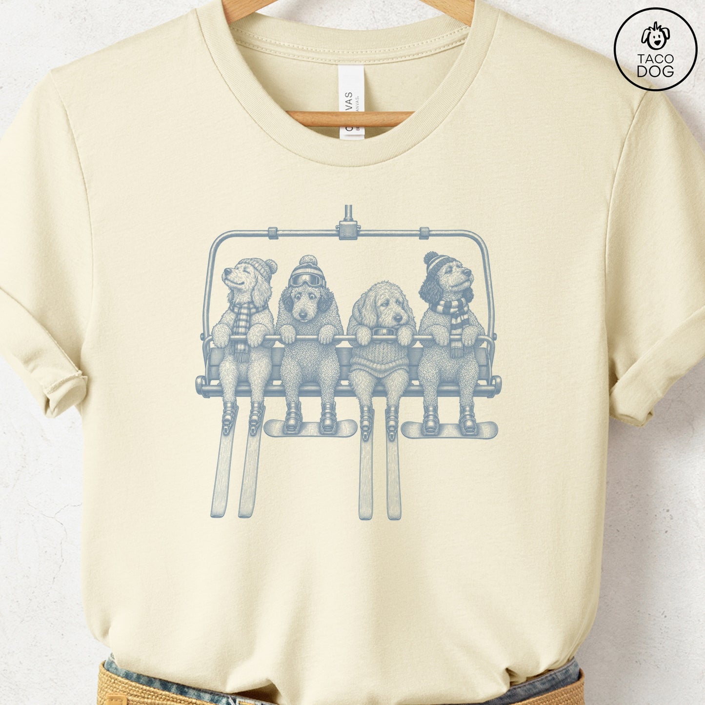Doodle Chair Lift T-Shirt Natural Taco-Dog