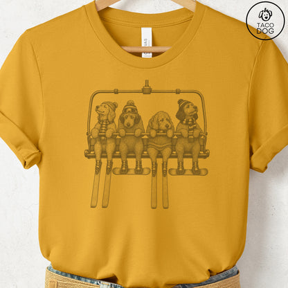 Doodle Chair Lift T-Shirt Mustard Taco-Dog