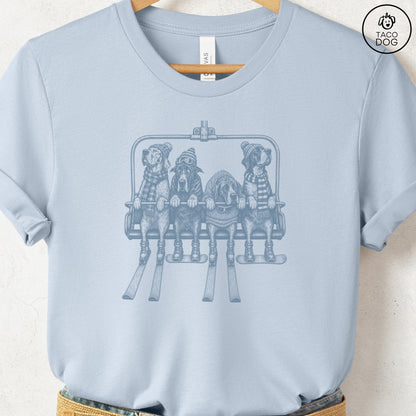 Great Dane Chair Lift T-Shirt Light Blue Taco-Dog