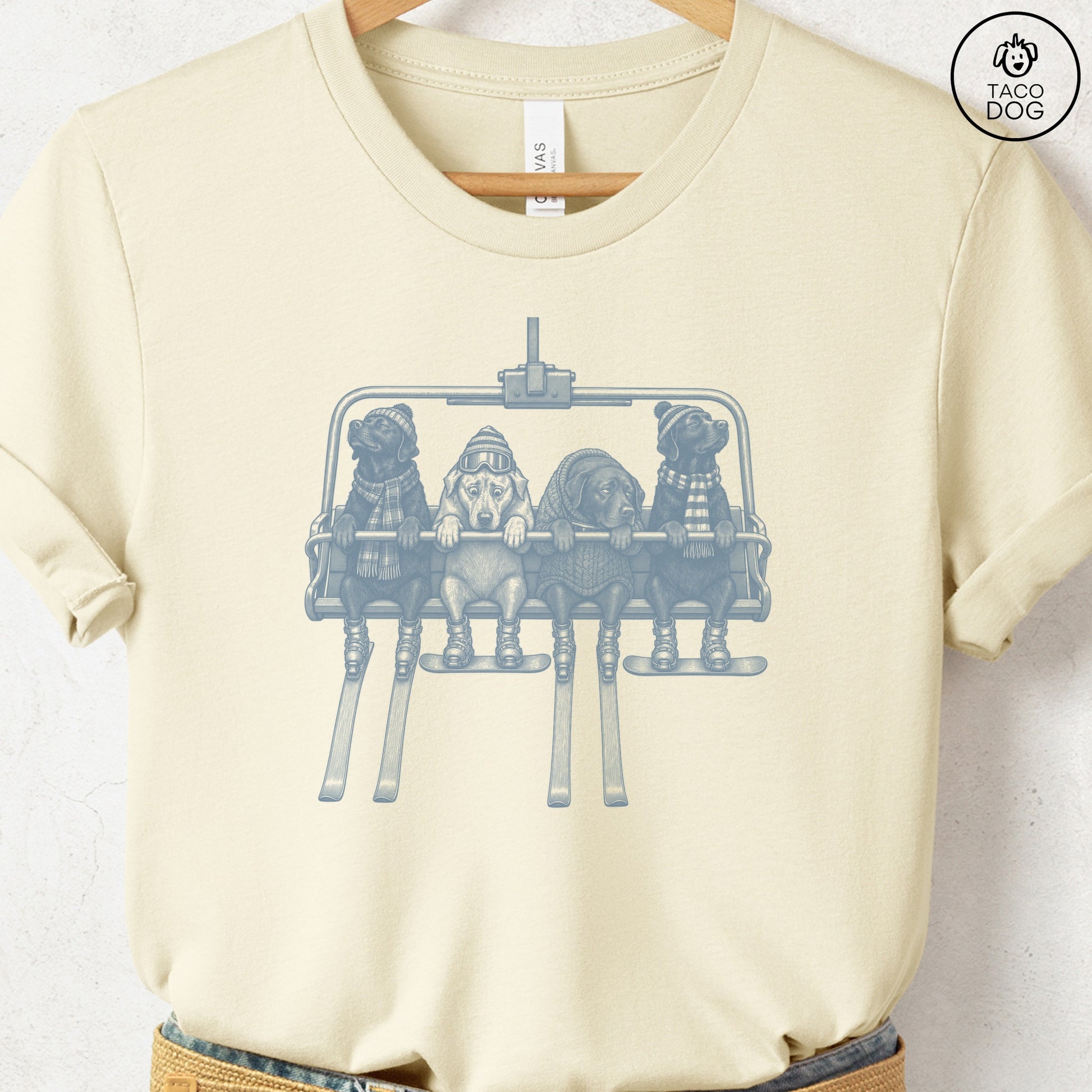 Labrador Chair Lift T-Shirt Natural Taco-Dog
