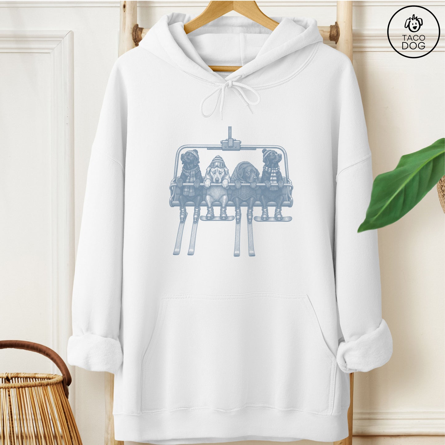 Labrador Chair Lift Hoodie White Taco-Dog